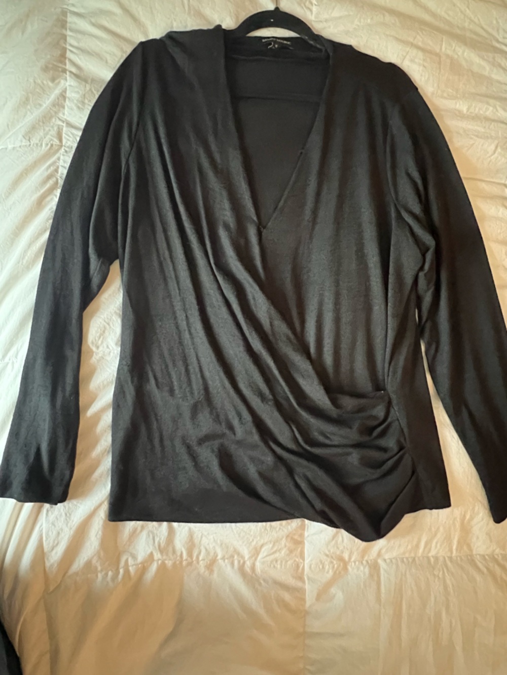 Banana Republic Black Wrap-Style Long Sleeve Top